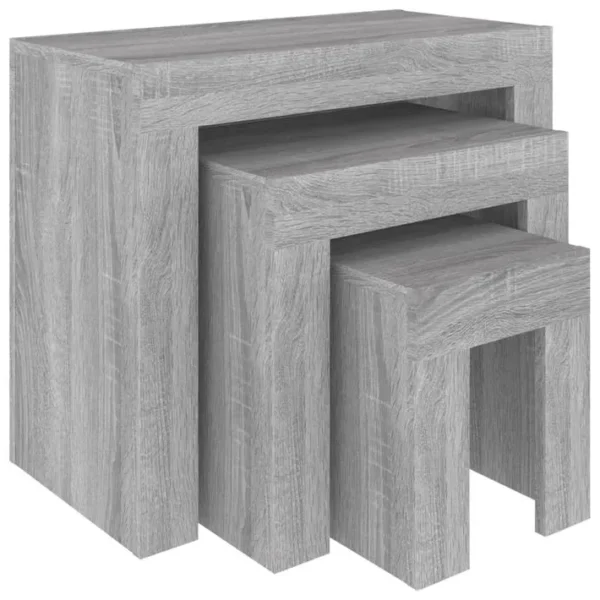 Tables Basses Gigognes 3 PCs Sonoma Gris Bois Dingénierie