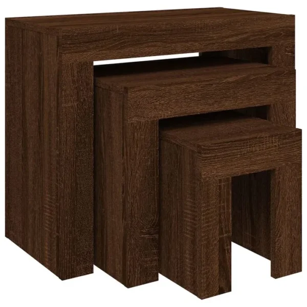 Tables Basses Gigognes 3 PCs Chêne Marron Bois Dingénierie