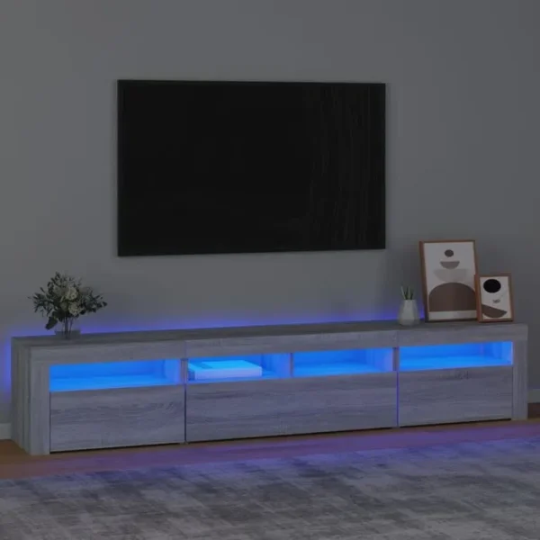 VIDAXL Meuble TV Avec Lumières LED Sonoma Gris 210x35x40 Cm