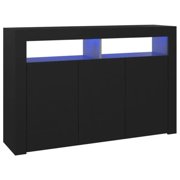 Buffet - Bahut - Meuble De Rangement Avec Lumières LED Noir 115,5x30x75 Cm