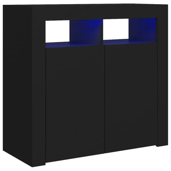 Buffet - Bahut - Meuble De Rangement Avec Lumières LED Noir 80x35x75 Cm