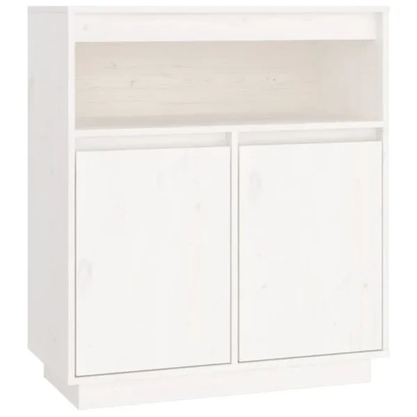 Buffet - Bahut - Meuble De Rangement Blanc 70x34x80 Cm Bois Massif De Pin