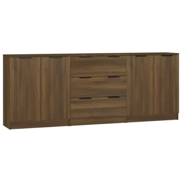 3 Pièces Buffets - Bahut - Meuble De Rangement Chêne Marron Bois Dingénierie