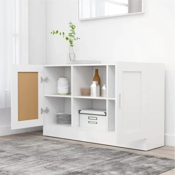 Buffet - Bahut - Meuble De Rangement Blanc 120x30,5x70 Cm Bois Dingénierie