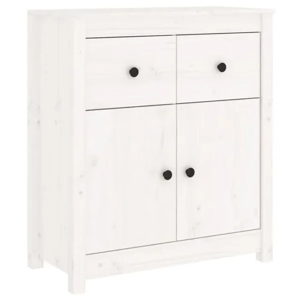 Buffet - Bahut - Meuble De Rangement Blanc 70x35x80 Cm Bois Massif De Pin