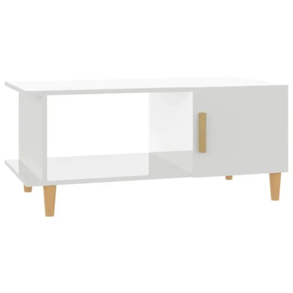 BONNE VIE Table Basse, Table De Salon Blanc Brillant 90x50x40 Cm Bois D'ingénierie