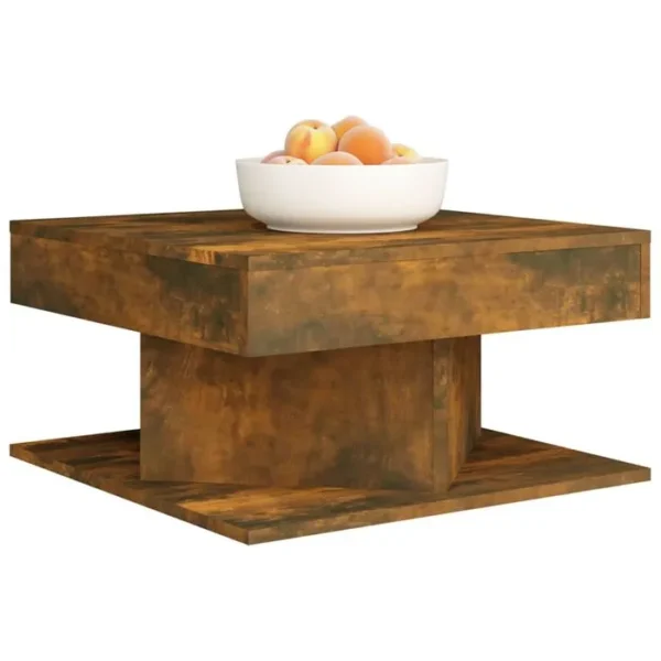 BONNE VIE Table Basse, Table De Salon Chêne Fumé 57x57x30 Cm Bois D'ingénierie