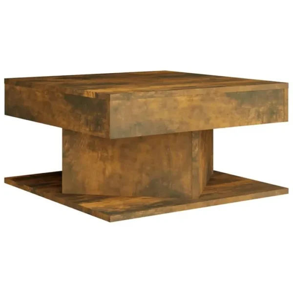 BONNE VIE Table Basse, Table De Salon Chêne Fumé 57x57x30 Cm Bois D'ingénierie