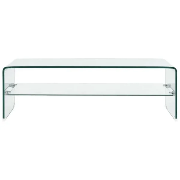 BONNE VIE Table Basse, Table De Salon Clair 98x45x31 Cm Verre Trempé