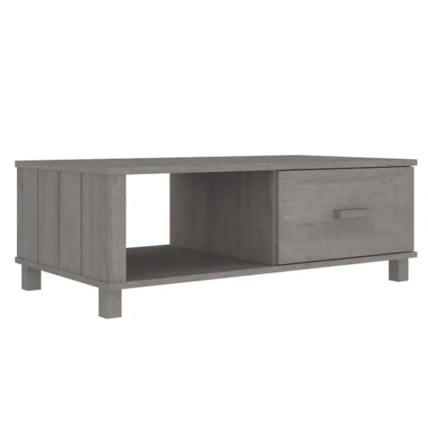 BONNE VIE Table Basse, Table De Salon Gris Clair 100x55x35 Cm Bois Massif De Pin