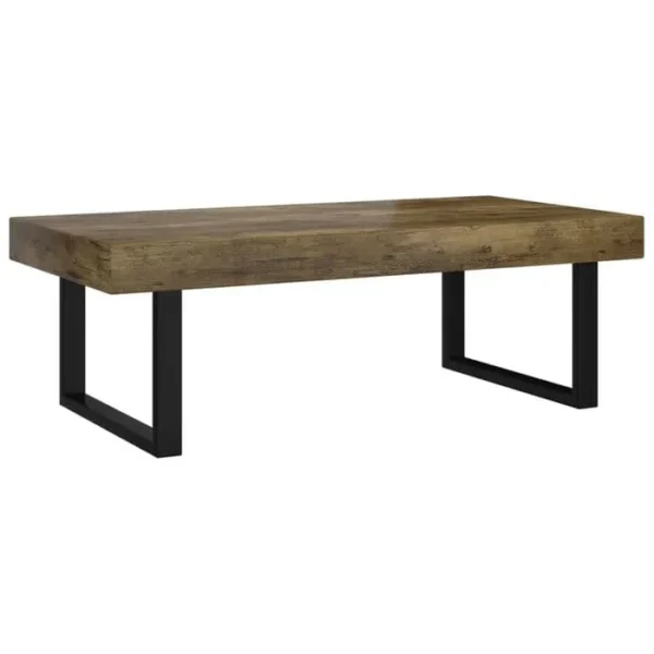 BONNE VIE Table Basse, Table De Salon Marron Foncé Et Noir 120x60x40 Cm Mdf Et Fer