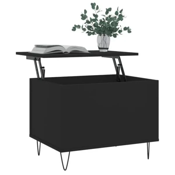 BONNE VIE Table Basse, Table De Salon Noir 60x44,5x45 Cm Bois D'ingénierie