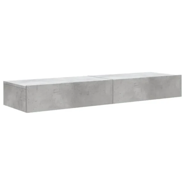 2 Pièces Meubles TV - Banc TV - Meuble De Rangement Avec Lumières LED Gris Béton 60x35x15,5 Cm