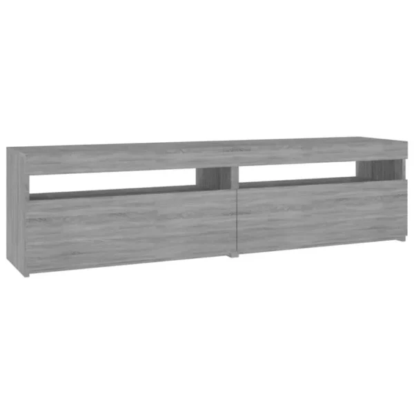 2 Pièces Meubles TV - Banc TV - Meuble De Rangement Avec Lumières LED Sonoma Gris 75x35x40 Cm