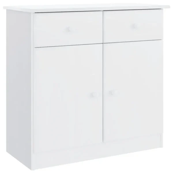 Buffet - Bahut - Meuble De Rangement Blanc 77x35x73 Cm Bois Massif De Pin