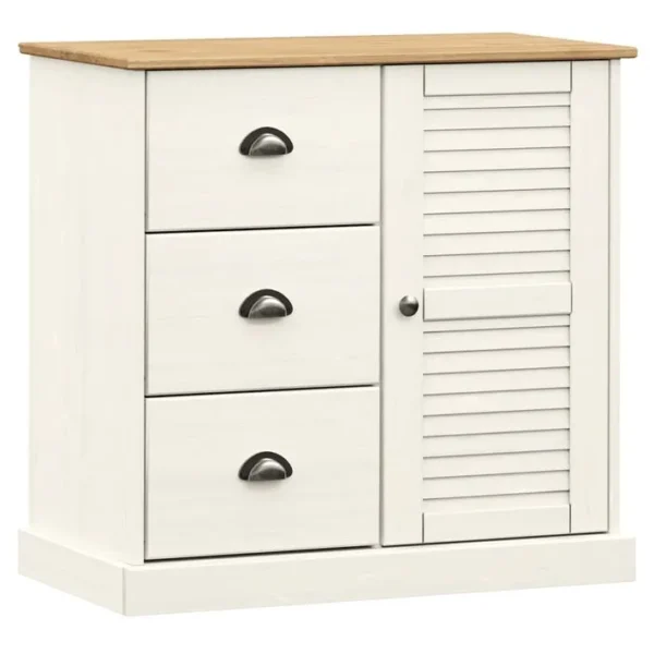 Buffet - Bahut - Meuble De Rangement Avec Tiroirs Vigo 78x40x75 Cm Blanc Bois Massif De Pin