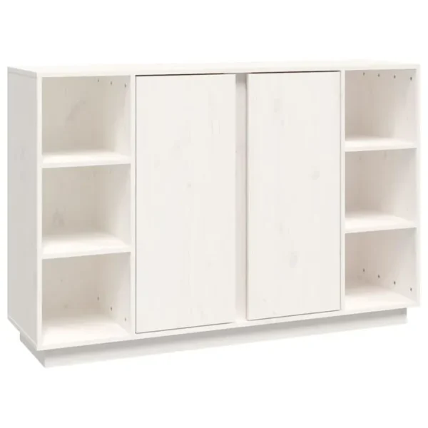 Buffet - Bahut - Meuble De Rangement Blanc 120x35x80 Cm Bois Massif De Pin