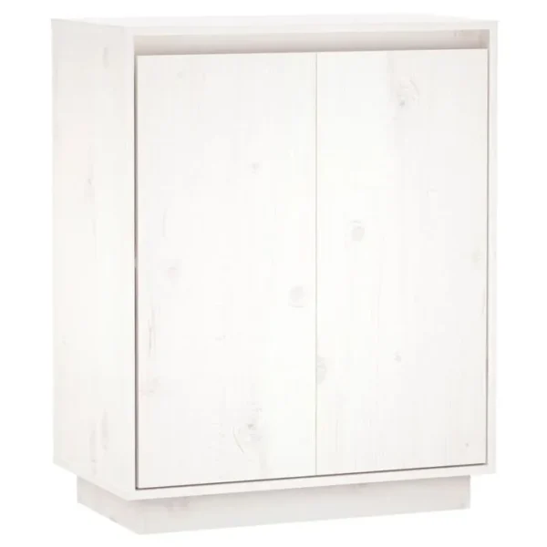 Buffet - Bahut - Meuble De Rangement Blanc 60x34x75 Cm Bois Massif De Pin