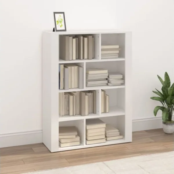 Bibliothèque - Étagère - Meuble De Rangement Blanc 80x30x106 Cm Bois Dingénierie