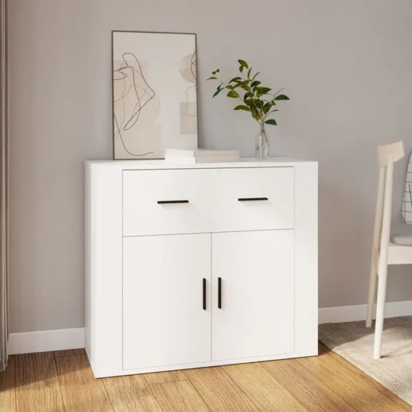 Buffet - Bahut - Meuble De Rangement Blanc 80x33x70 Cm Bois Dingénierie