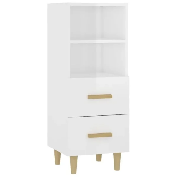 Bibliothèque - Étagère - Meuble De Rangement Blanc Brillant 34,5x34x90 Cm Bois Dingénierie