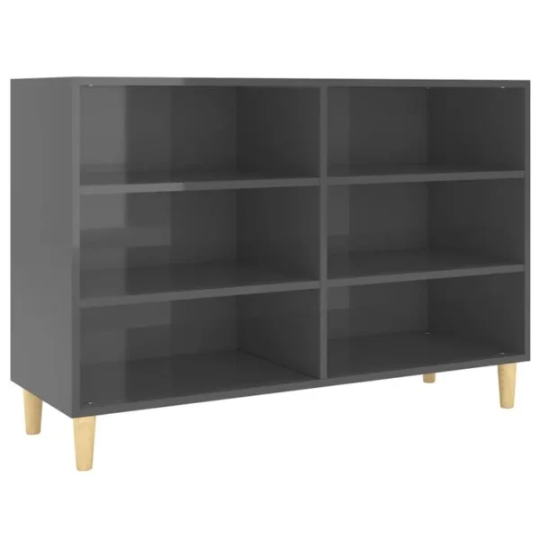 Bibliothèque - Étagère - Meuble De Rangement Gris Brillant 103,5x35x70 Cm Bois Dingénierie