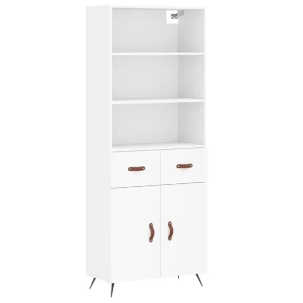 Bibliothèque - Étagère - Meuble De Rangement Blanc 69,5x34x180 Cm Bois Dingénierie