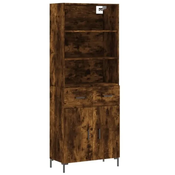 Bibliothèque - Étagère - Meuble De Rangement Chêne Fumé 69,5x34x180 Cm Bois Dingénierie