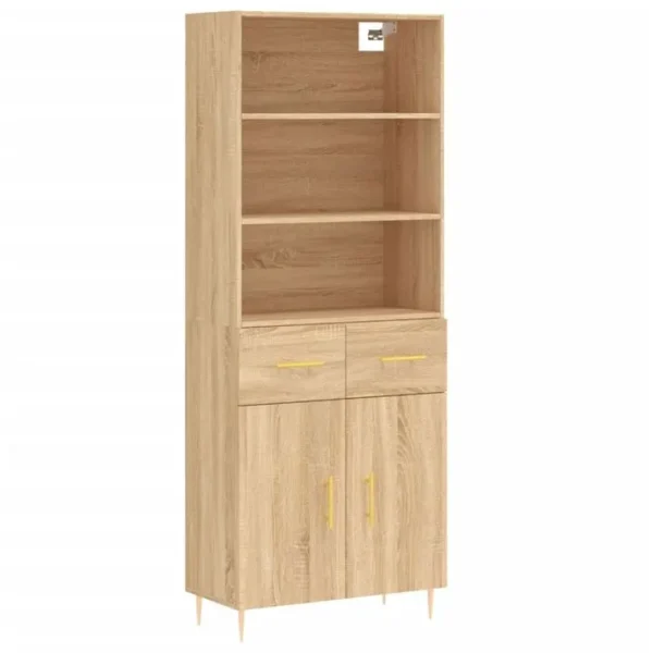 Bibliothèque - Bahut - Meuble De Rangement Chêne Sonoma 69,5x34x180 Cm Bois Dingénierie