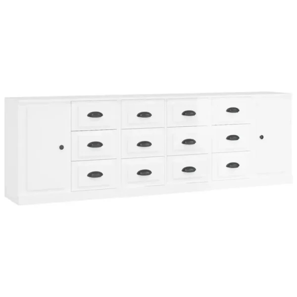 3 Pièces Buffets - Bahut - Meubles De Rangement Blanc Brillant Bois Dingénierie