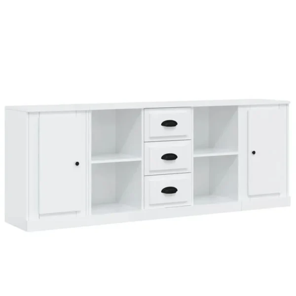 3 Pièces Buffets - Bahut - Meubles De Rangement Blanc Brillant Bois Dingénierie