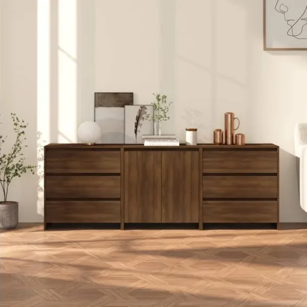 3 Pièces Buffets - Bahut - Meubles De Rangement Chêne Marron Bois Dingénierie