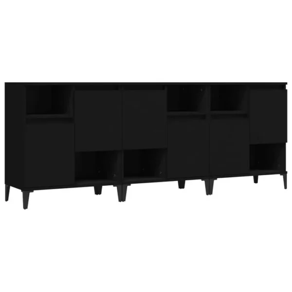 3 Pièces Buffets - Bahut - Meubles De Rangement Noir 60x35x70 Cm Bois Dingénierie