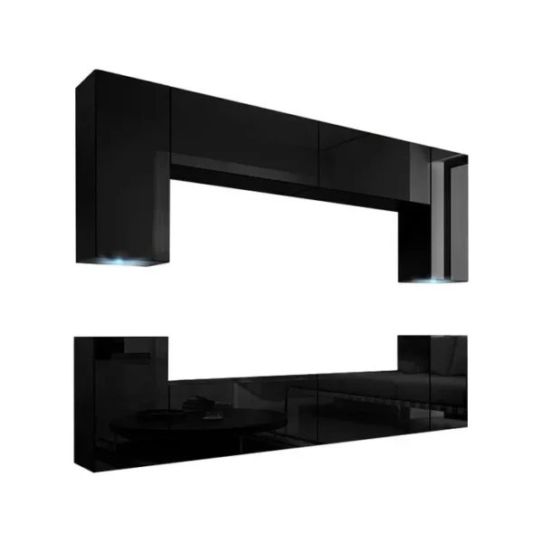 AZURA HOME DESIGN Ensemble Meuble TV Concept 1a Noir Brillant 240 Cm