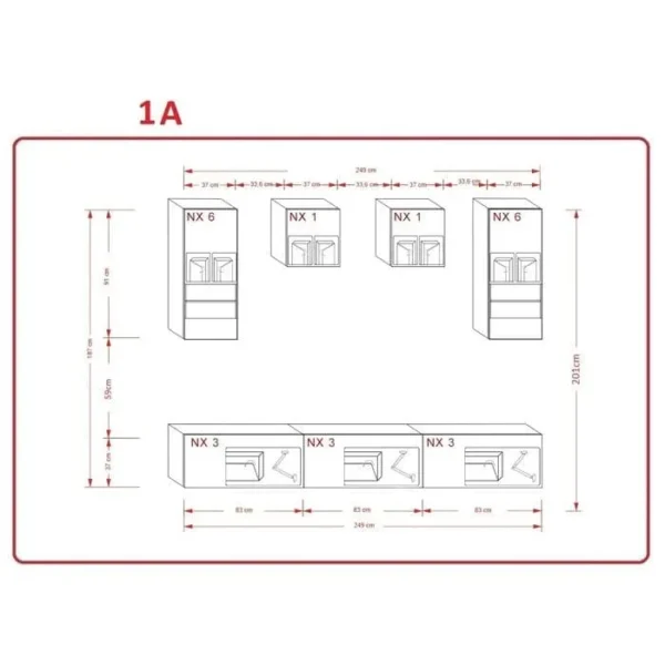 AZURA HOME DESIGN Ensemble Meuble TV Verona 249 Cm - Couleur: Blanc