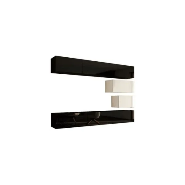 AZURA HOME DESIGN Ensemble Meuble TV Concept 16-16-hg-bw-2 Noir-blanc Brillant 249 Cm