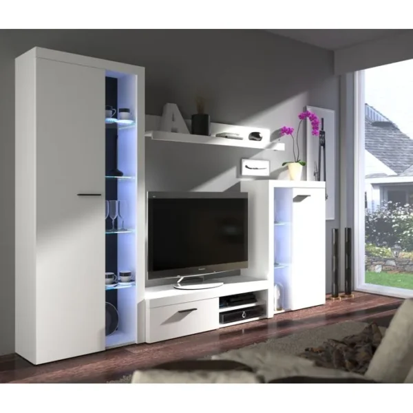 AZURA HOME DESIGN Ensemble Meuble TV Rumba 120 Cm - Couleur: Blanc - Sans Buffet