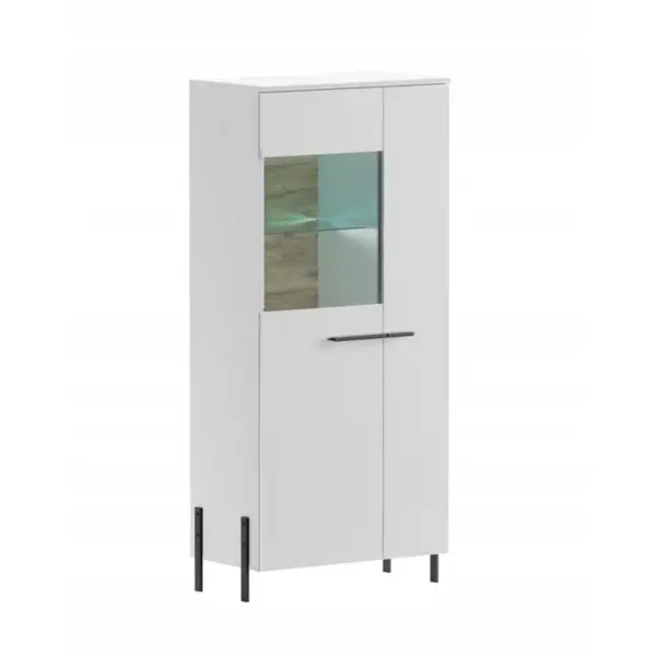 Meuble Vitrine De Rangement Blanc Brillant 70x158x40cm Justan