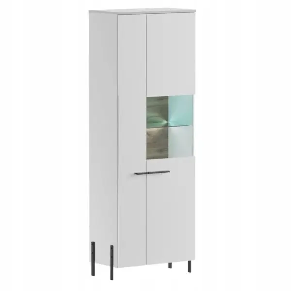 Meuble Vitrine De Rangement Blanc Brillant 70x200x40cm Justan