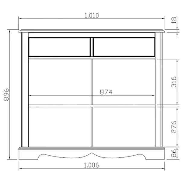 Buffet Vaisselier Blanc 4 Portes Style Anglais