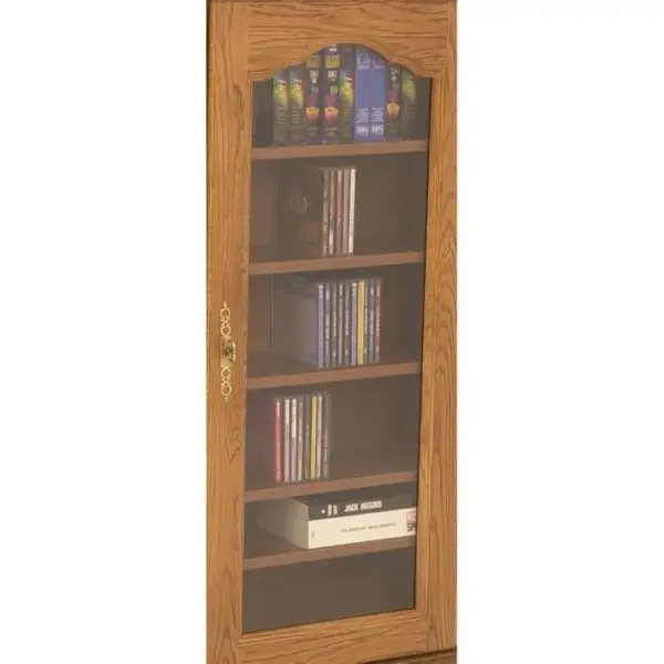 Petit Meuble Vitrine Chêne 1 Porte Vitrée 6 Niches L 49.4 H 105.8 P 21.5 Cm