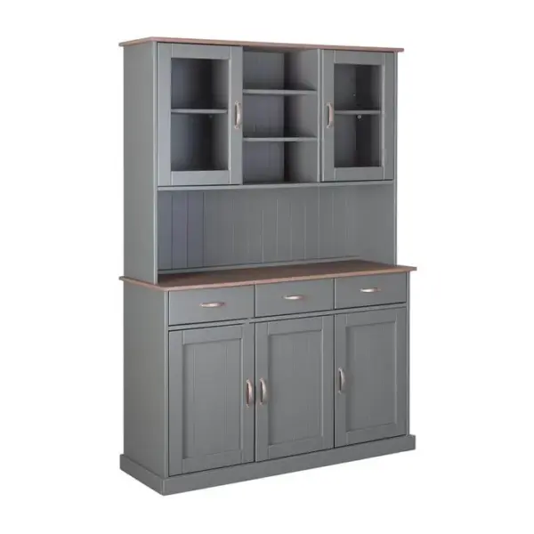 Buffet Vaisselier 5 Portes 3 Tiroirs Coloris Gris - Melina