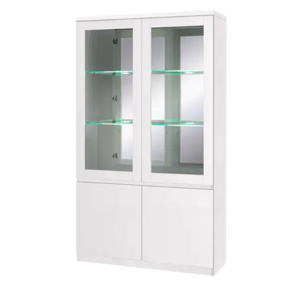 Vitrine, Vaisselier, Argentier Fabio Blanc Brillant High Gloss + LED