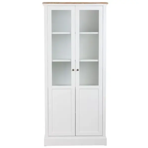 Vitrine, Meuble De Rangement Avec 2 Portes Coloris Blanc - L. 81 X P. 40 X H. 180 Cm