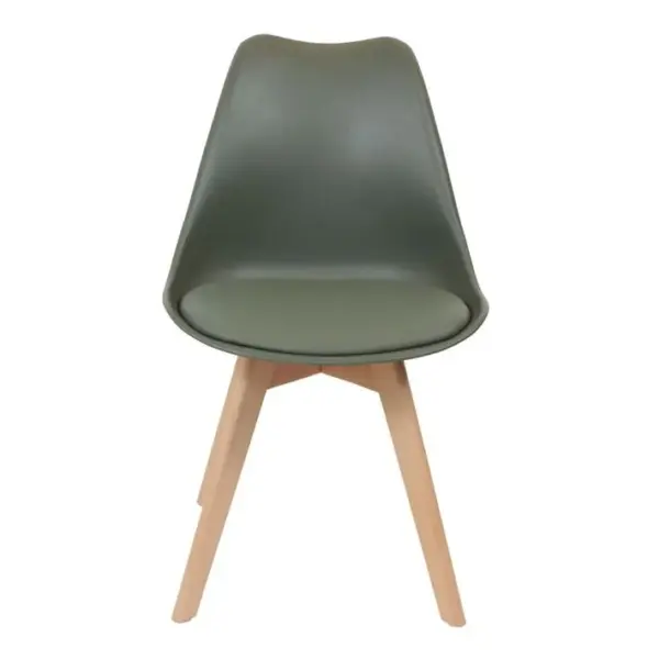 2 Chaises Design Scandinaves Rembourrées Cocooning - Vert Kaki