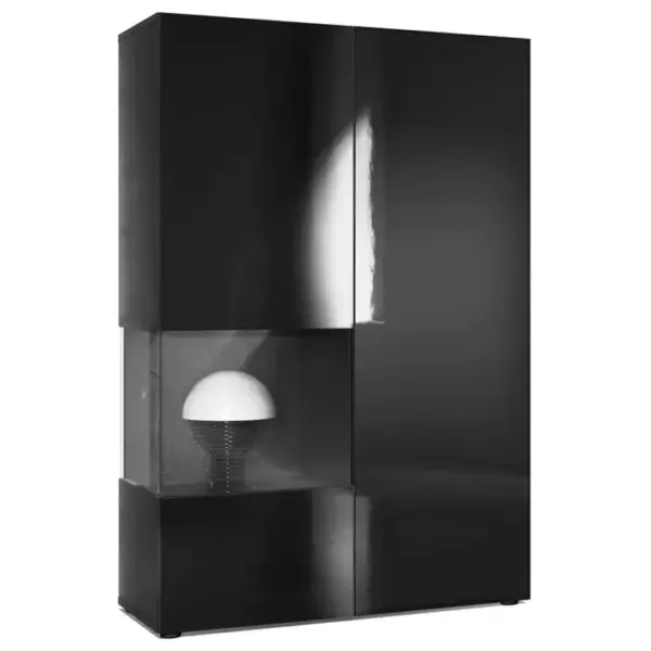 Vitrine Noir Mat, Noir Laqué (lxhxp) : 91,5 X 136,5 X 37 Cm