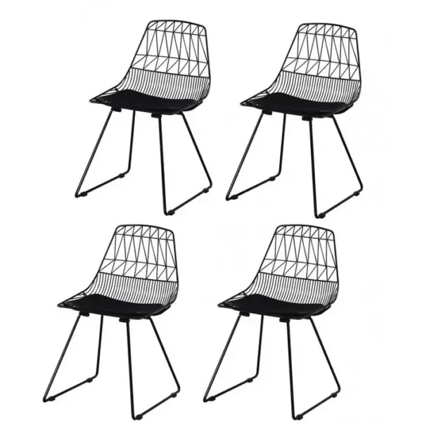 4 Chaises Filaires Métal Noir - Kirk