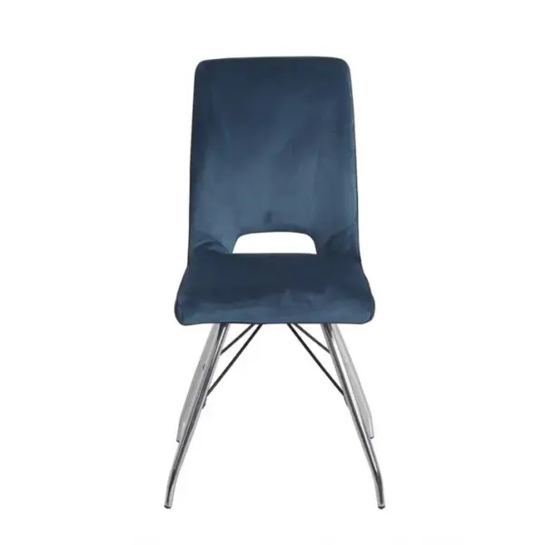 2 Chaises Velours Bleu Marine - Bella