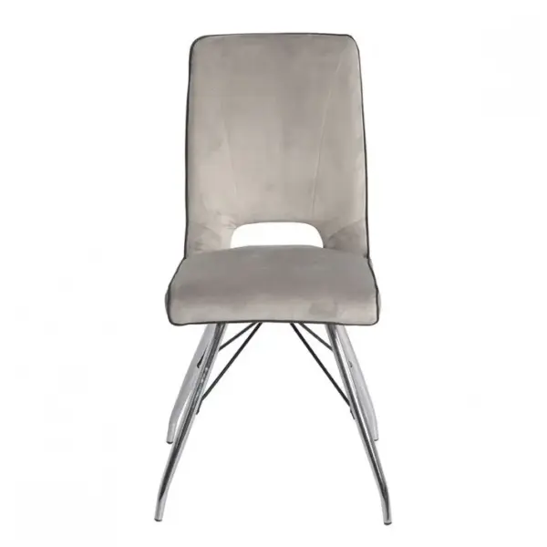 2 Chaises Velours Gris - Bella