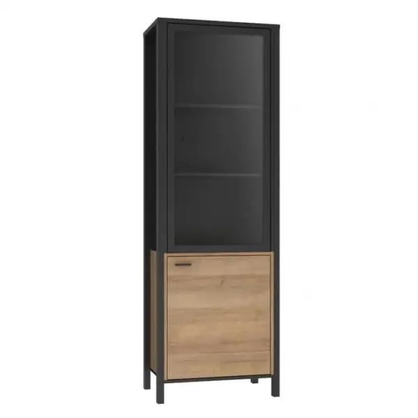 Vitrine Réversible 194 Cm 2 Portes Décor Bois De Chêne Et Noir - Mode